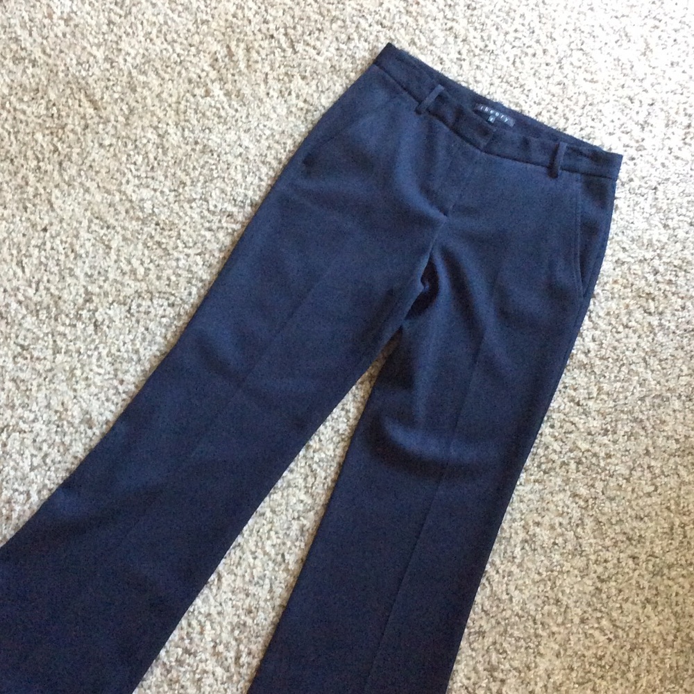 theory navy wide leg pant