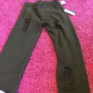 Ripped/ distressed olive green joggers/sweatpants