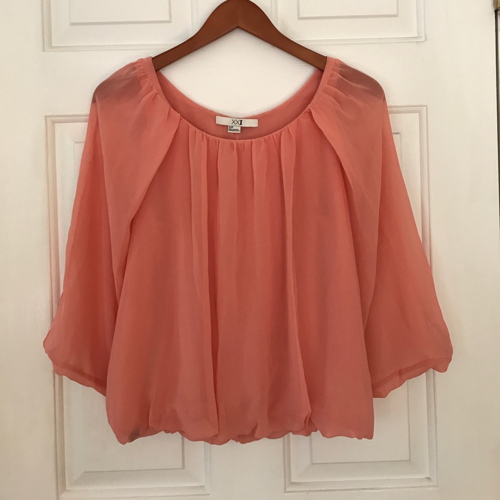 Coral silky blouse