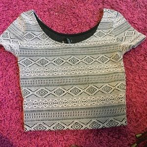 H&m Tight tribal print baby pink crop top