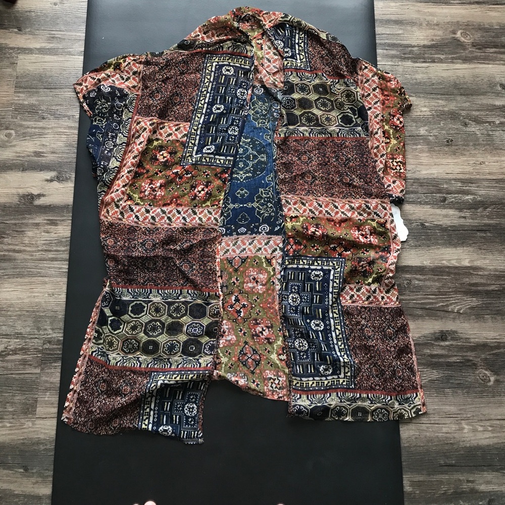 Tribal Print sheer short sleeved cardigan