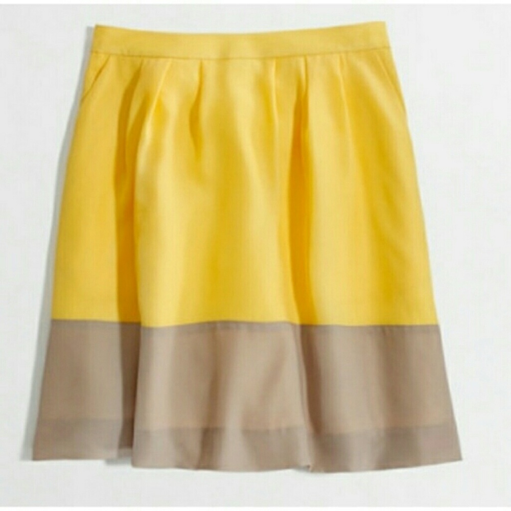 J. Crew pleated color block skirt in yellow