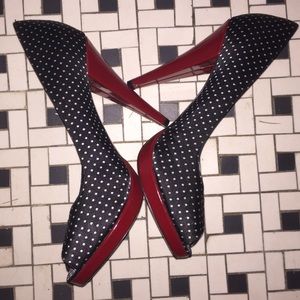 Steve Madden Black white Polka dot peep toe heels