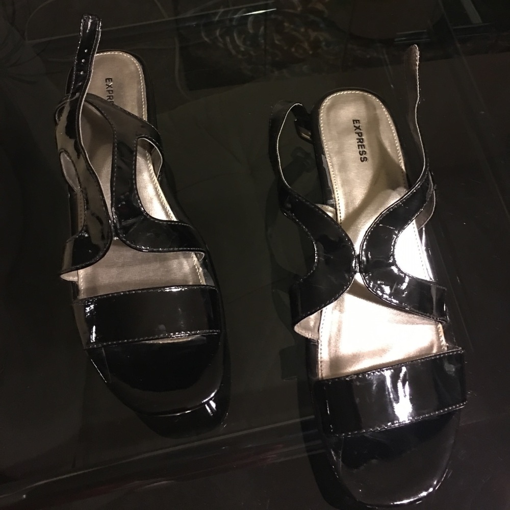 Express. Black patent wedge heels. Size 10. NWOT.