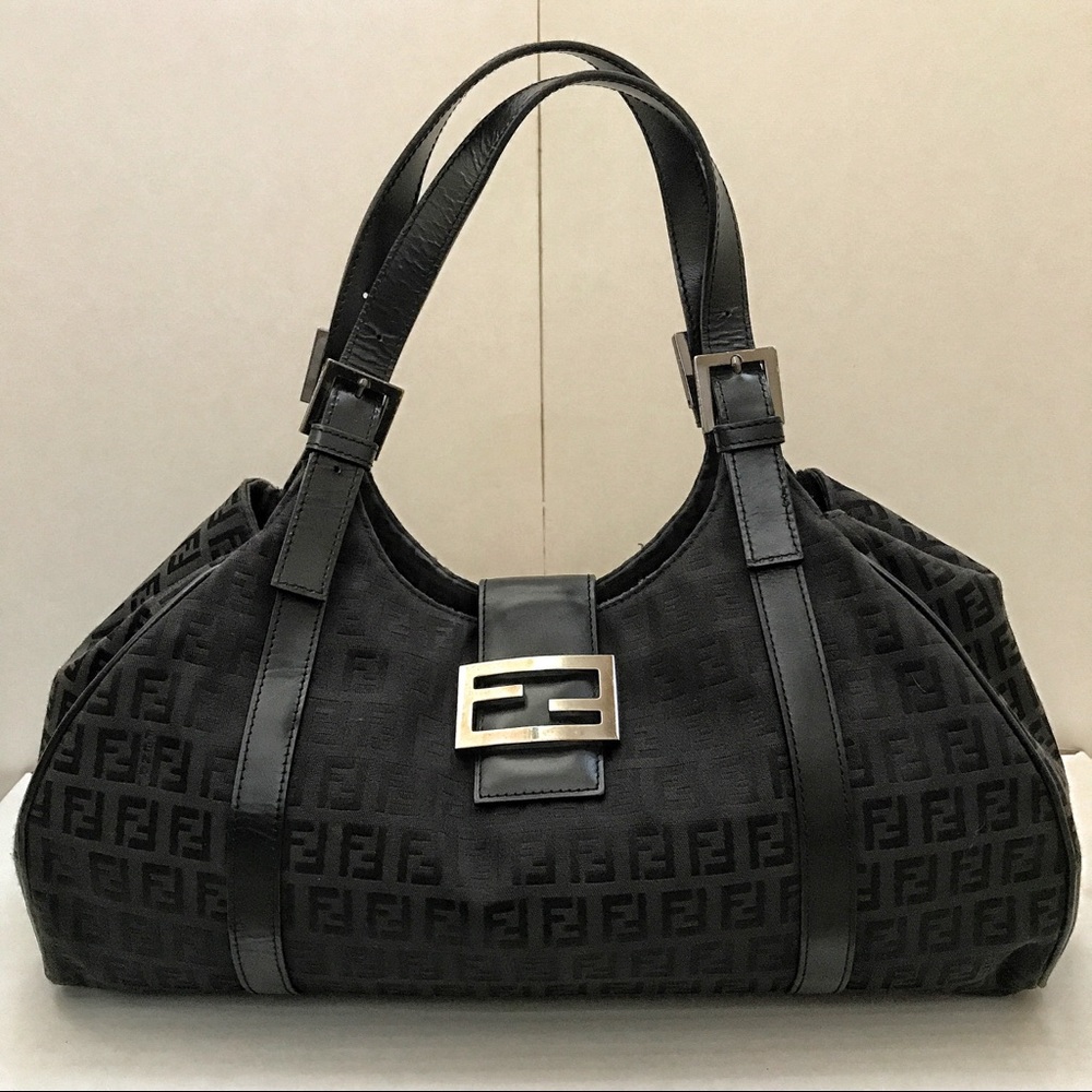 AUTHENTIC FENDI FF ZUCCA MONOGRAM CANVAS HOBO BAG