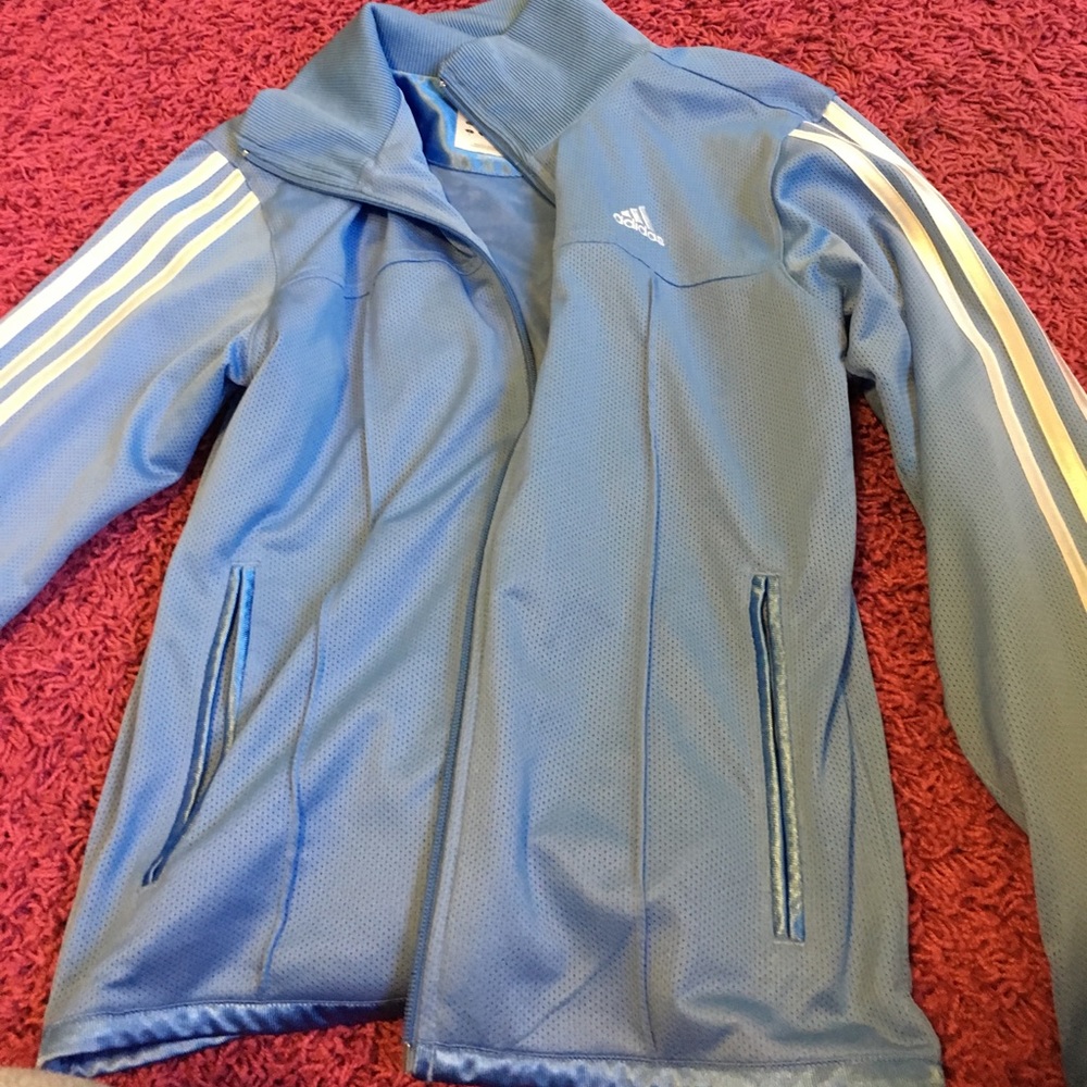 Adidas baby blue 3-stripe jacket