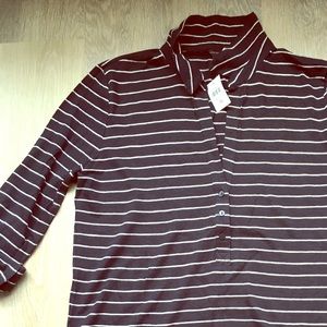 Ann Taylor Striped 3/4 sleeve polo