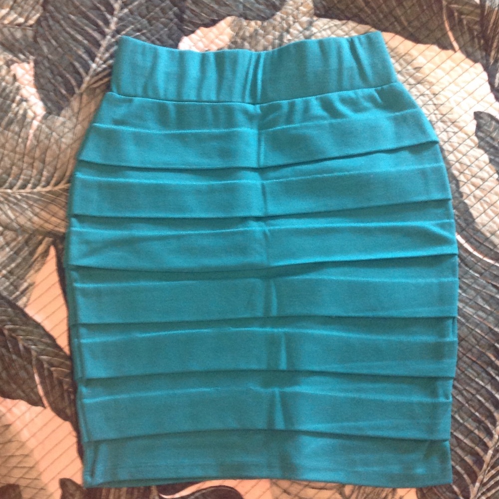 Teal High Waist Skirt