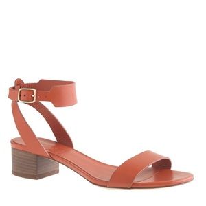 J Crew Evie Midheel Sandals in Camel