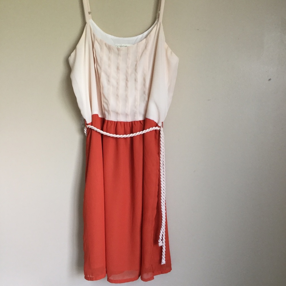 Cream & Orange Mini Dress