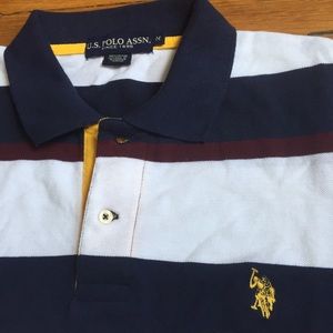 Navy/ burgundy/ white striped polo