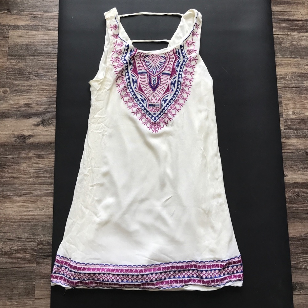 Cream colored dress with tribal pattern