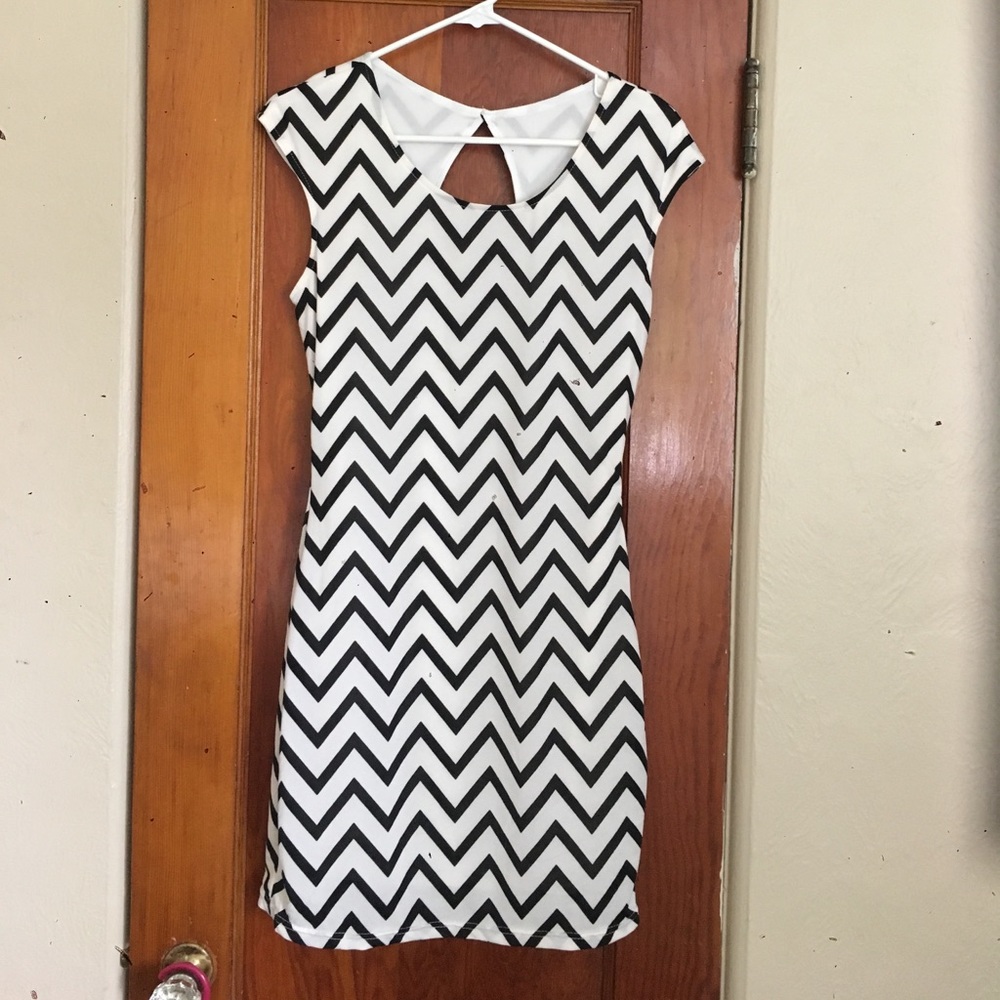 Black and white chevron dress