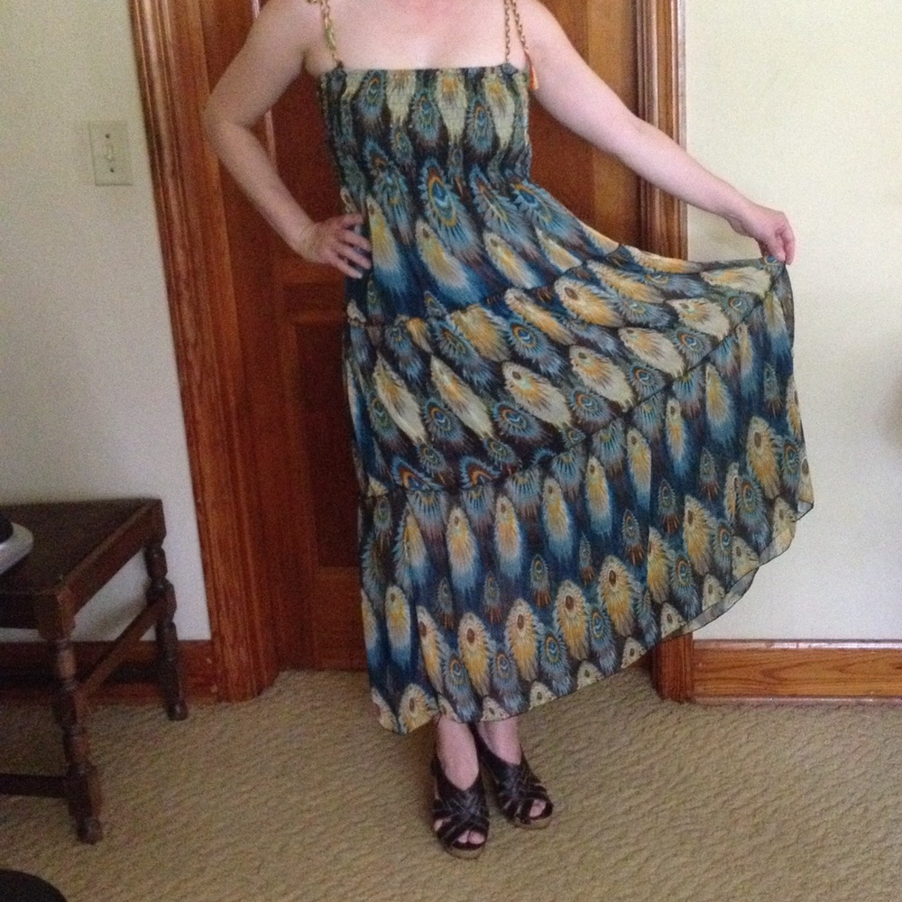 NWOT peacock maxi sun dress