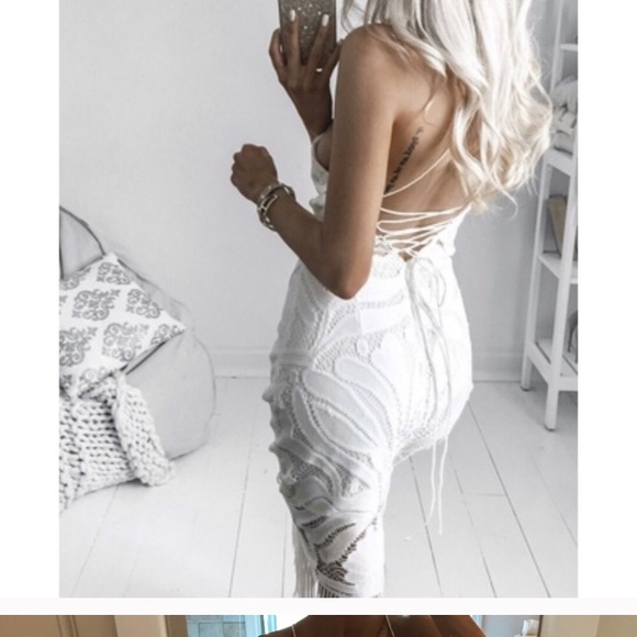 NWT Sexy lace slip dress with fringe trim - Picture 2 of 6