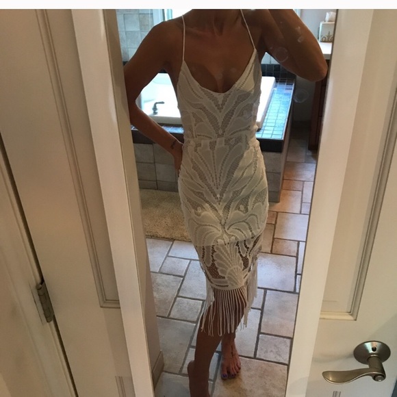 NWT Sexy lace slip dress with fringe trim - Picture 3 of 6