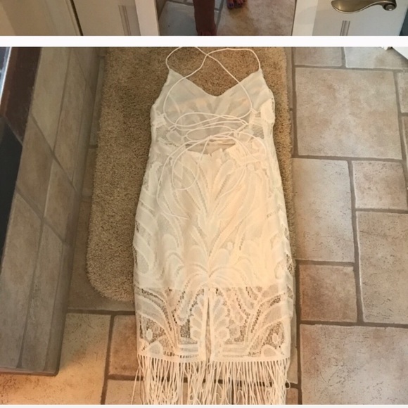NWT Sexy lace slip dress with fringe trim - Picture 5 of 6