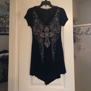 Long black western shirt with embellishment