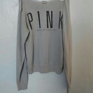 PINK teal off shoulder sweatshirt