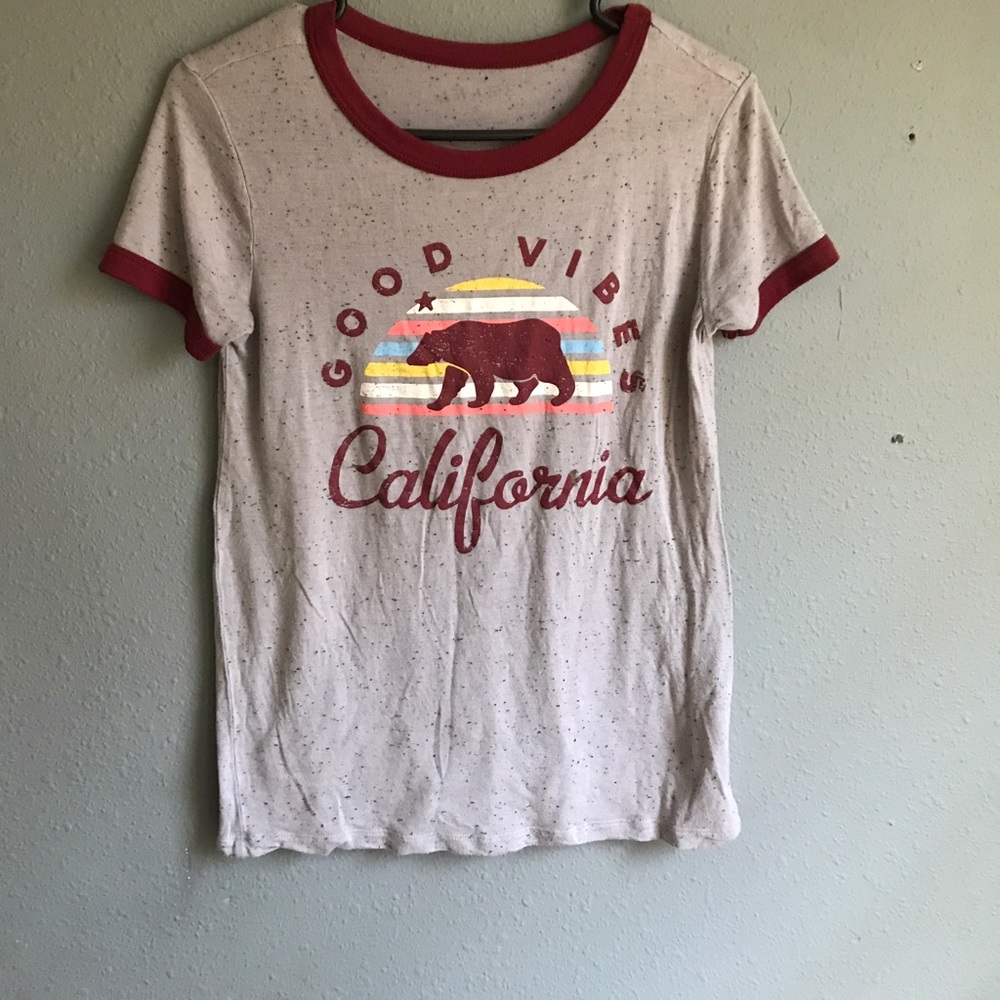 distressed ringer California tee