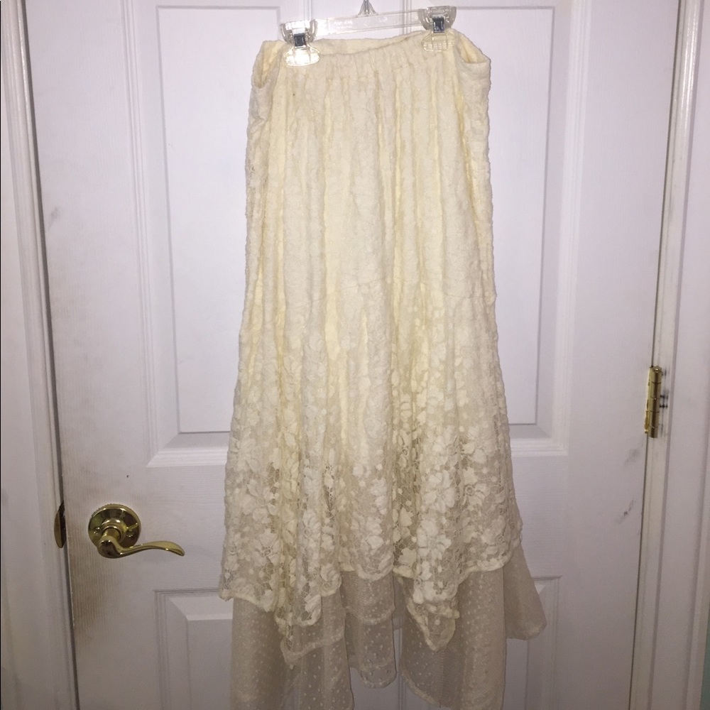 Off white, long, lace skirt