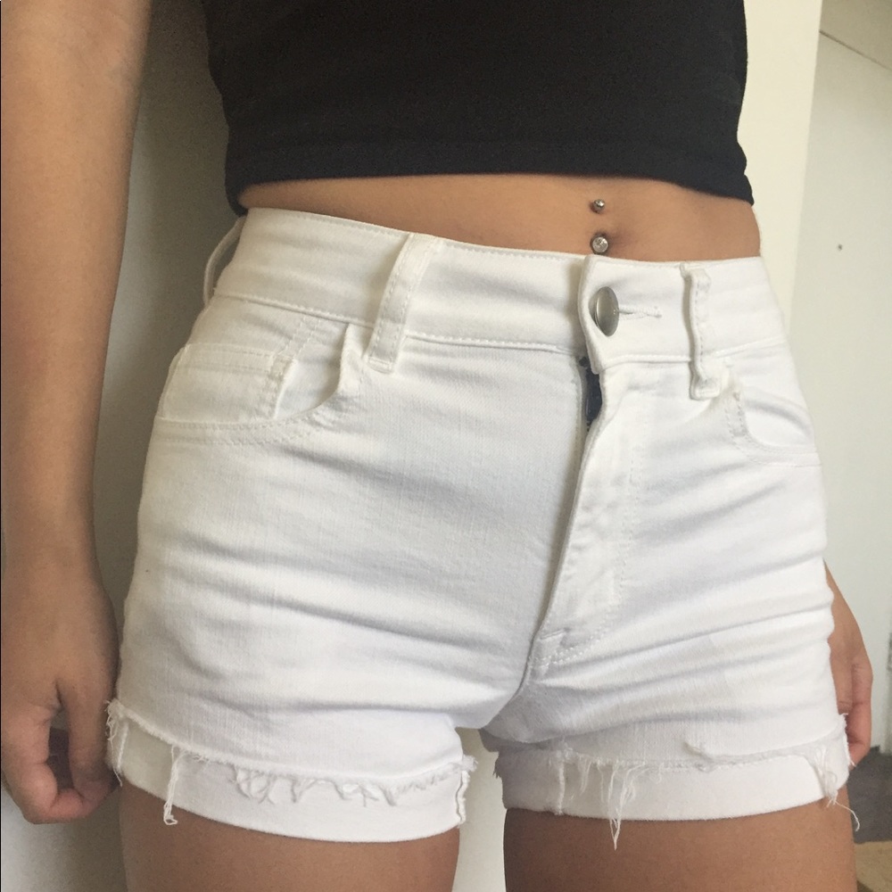 White denim shorts