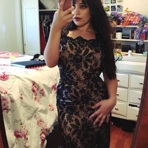 Nude and Black Lace Dress
