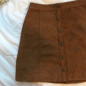 Suede brown high waisted skirt