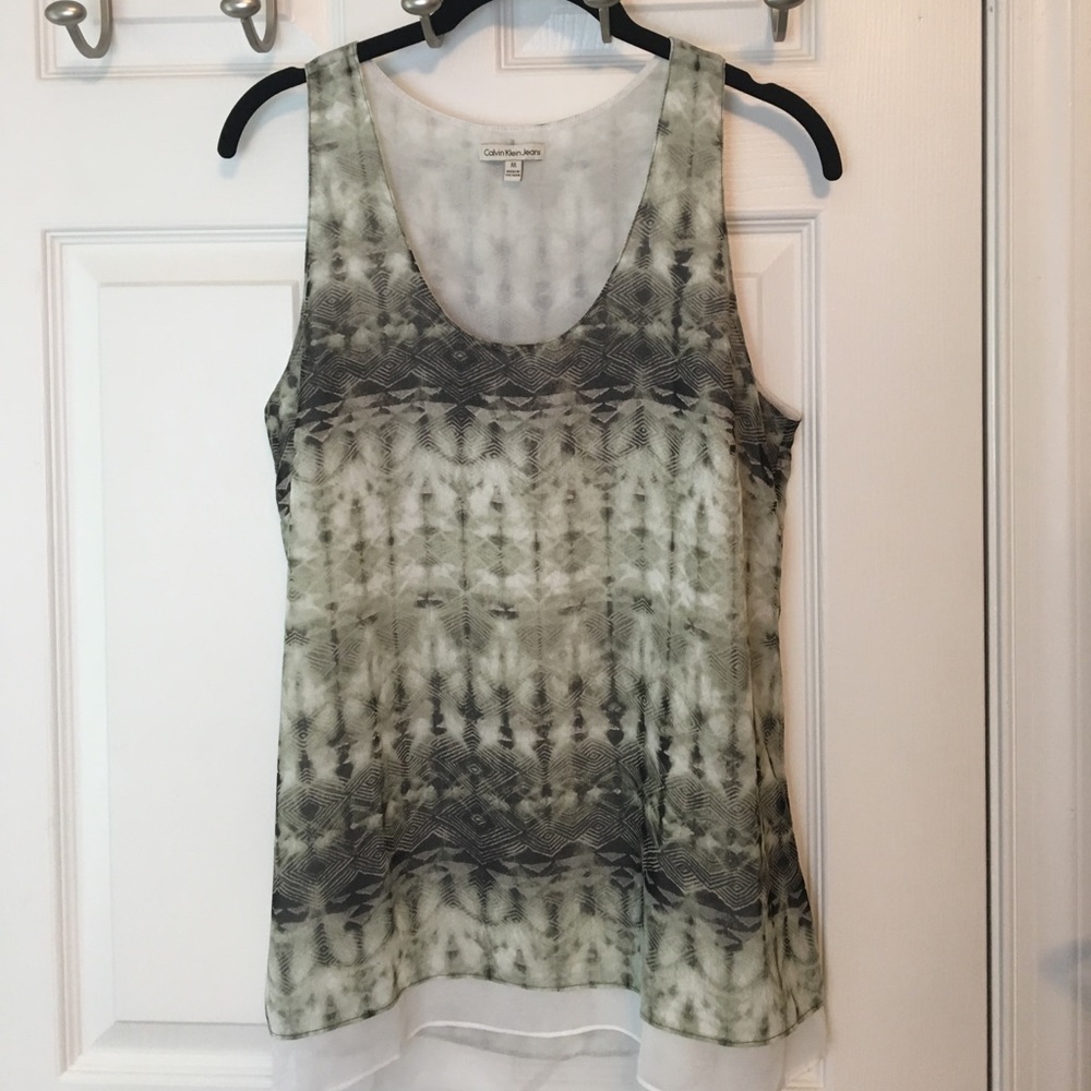 Calvin Klein Jeans Green and White print Tank Top
