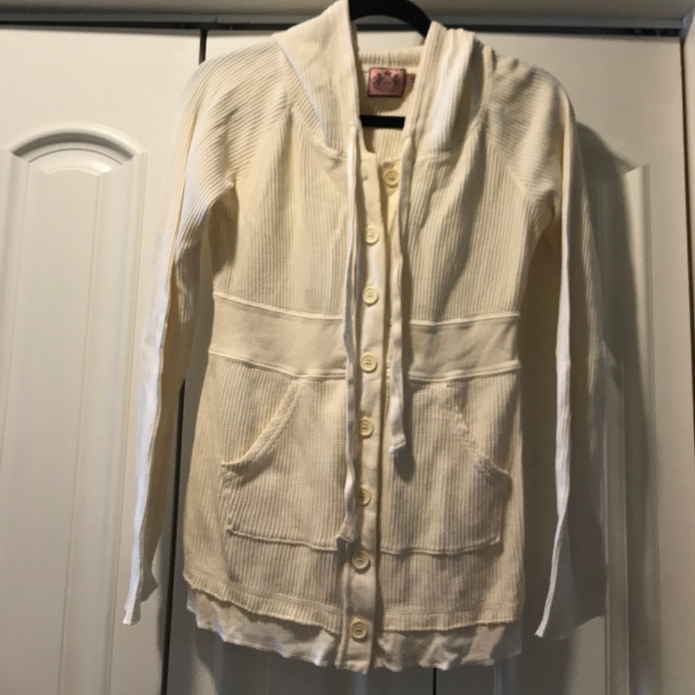 Juicy Couture sweater top with hood.