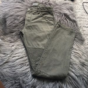 Express olive green biker jeans