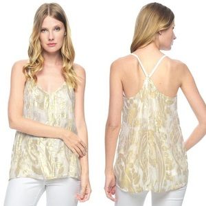 Anthropologie - worn once - gold foil tank