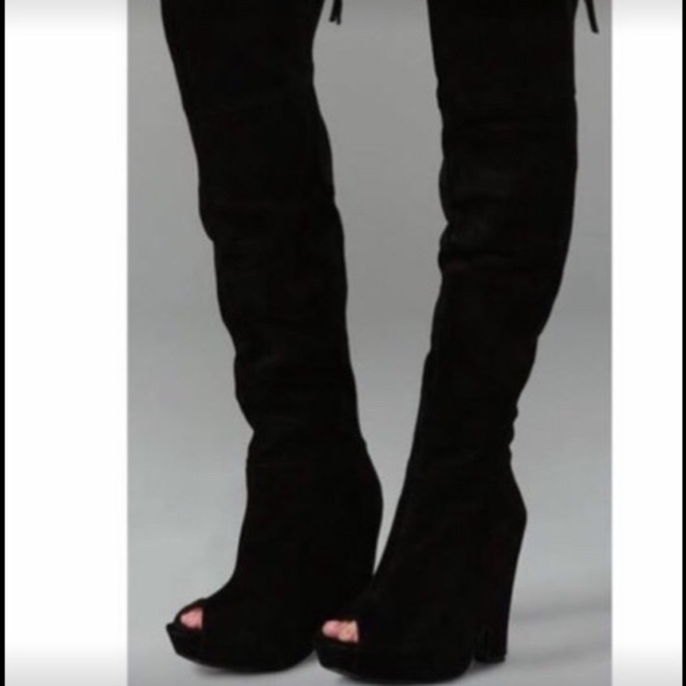Suede over knee wedge boots