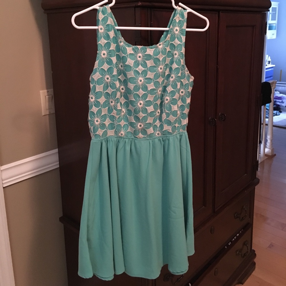 Mint dress with flowers