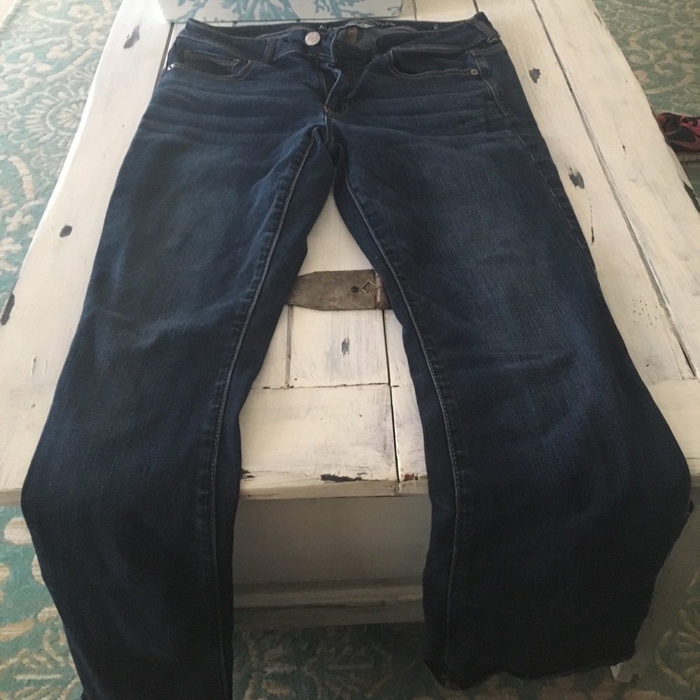 Long, super stretch, dark wash jeans