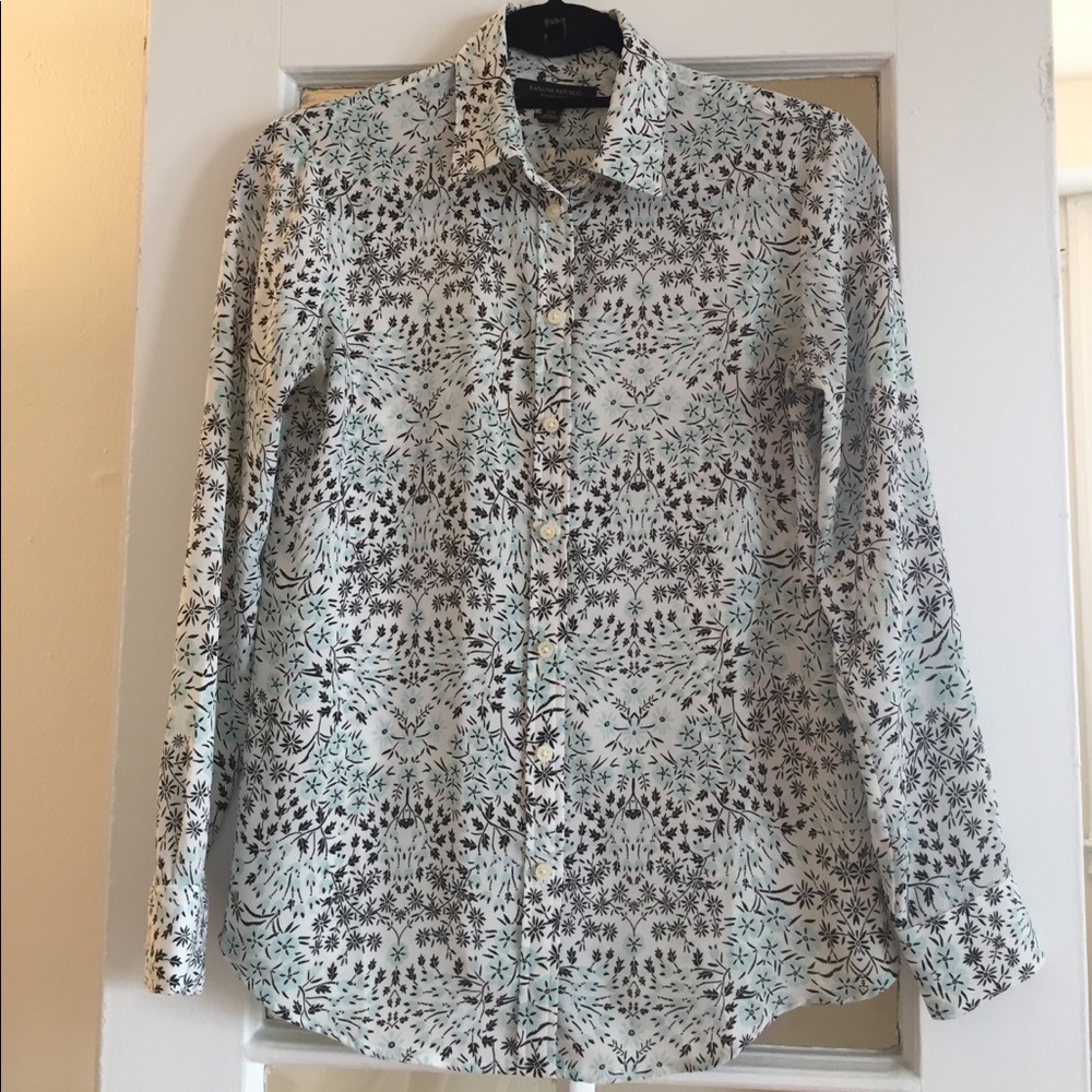 Dillon Banana Republic White/Teal/Black blouse