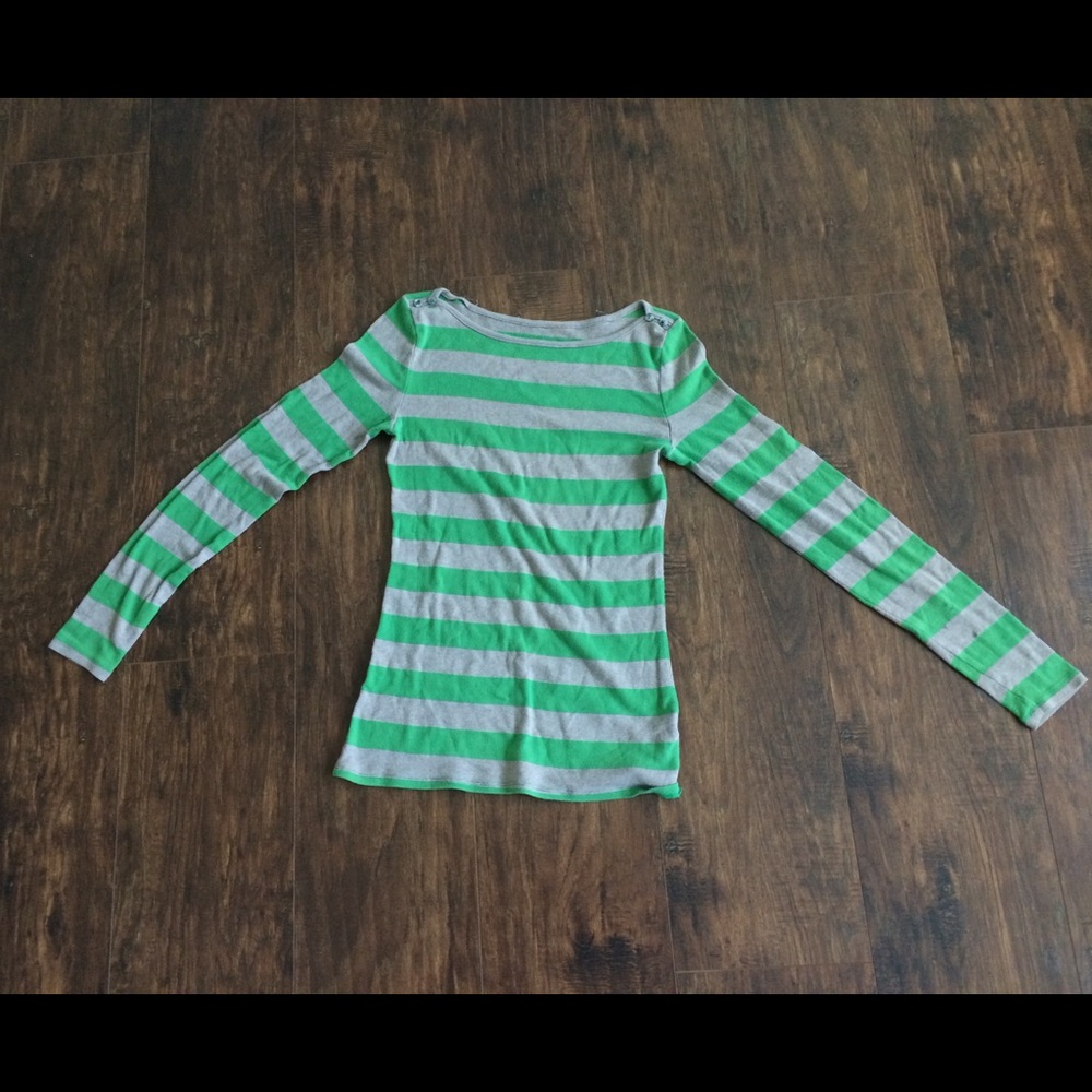 Striped green long sleeves top