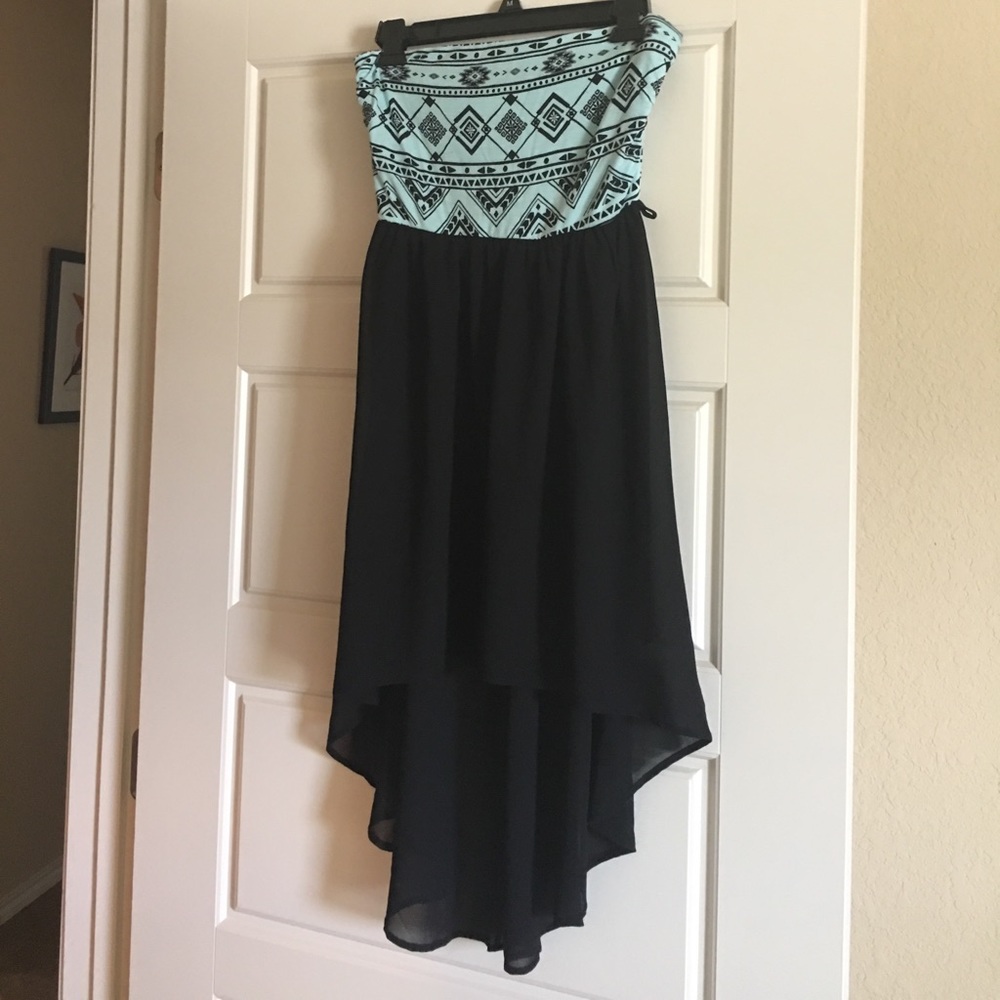 High-low strapless dress