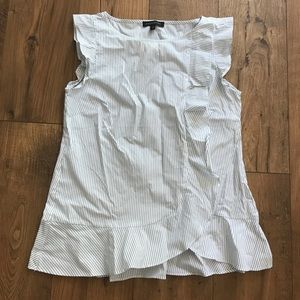 Banana Republic Ruffle White/Blue stripe blouse