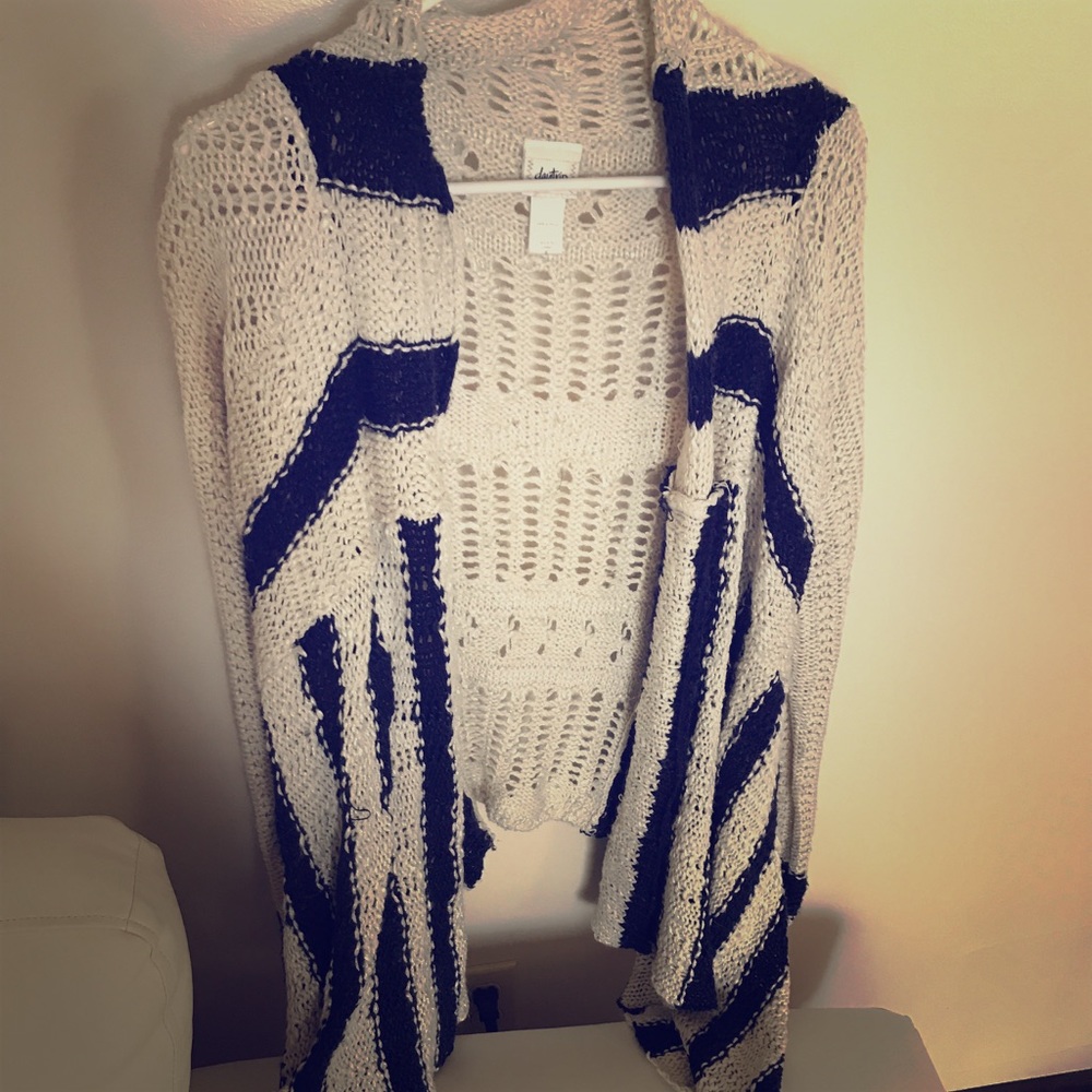 Cream and navy striped sweater
