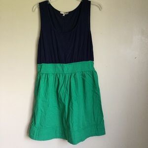Navy Blue & Green Short Dress