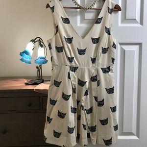 Anthropologie Cat Print Mini Dress