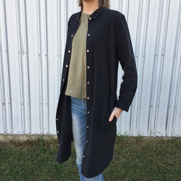 zara long denim shirt