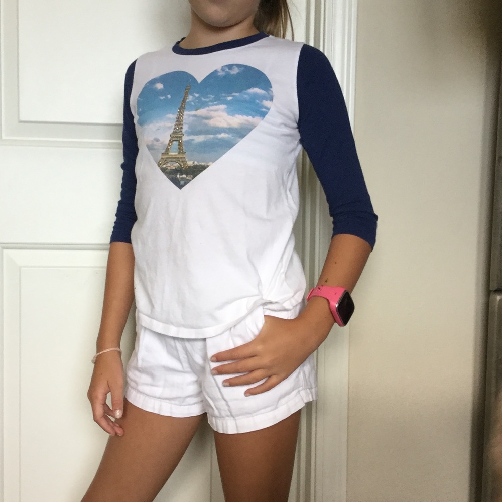 Jcrew crewcuts Paris baseball sleeve tee