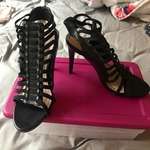 Black strappy heels