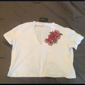 Rose On Top Tee- White/Medium FASHION NOVA