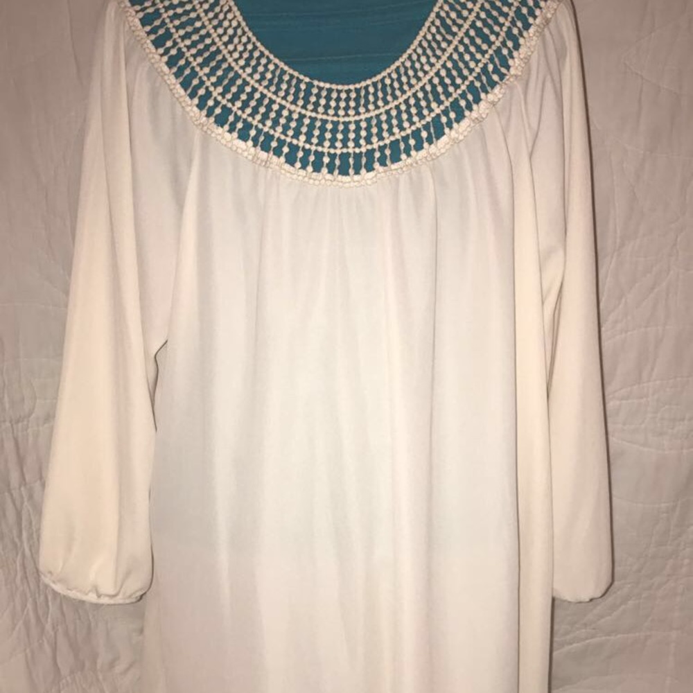 Creme detailed yoke top