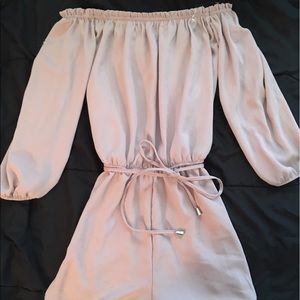lavender/light pink off the shoulder romper