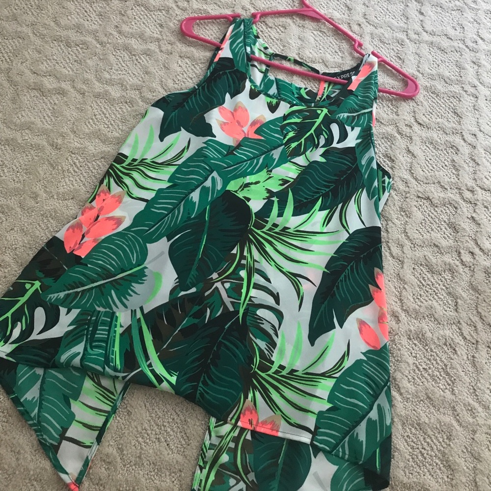 Palm print open back top
