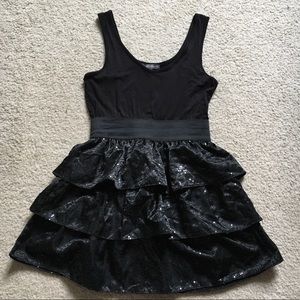 Black sparkly cocktail party dress with sequins